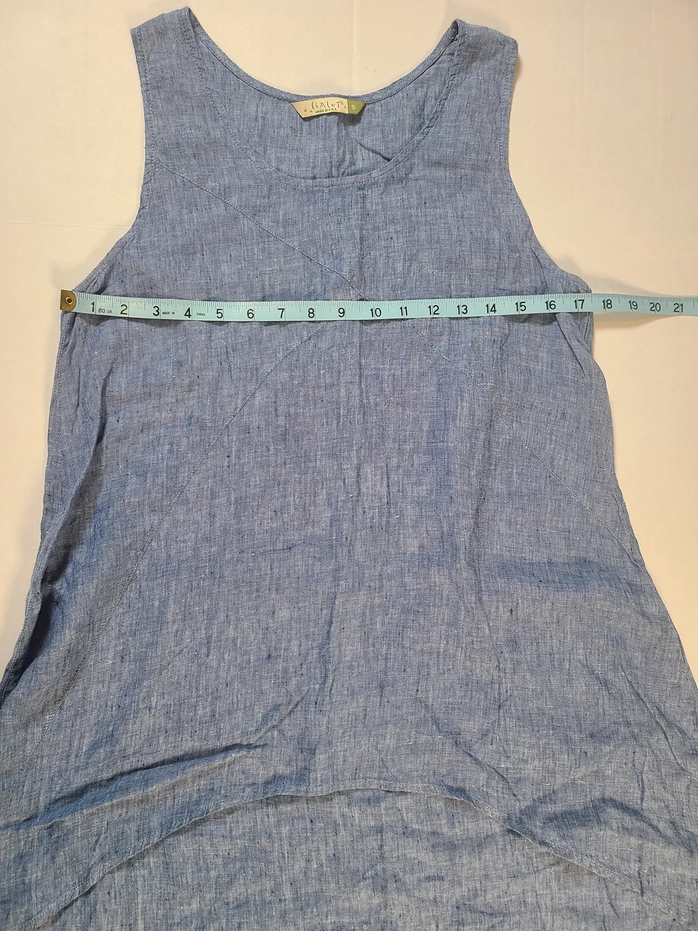 Chalet Womens Stylish Chic Sleeveless Blue High-Low Linen Tunic Size Small EUC - Picture 8 of 11